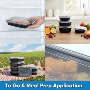 Boîte à lunch jetable en PP de style américain, robuste, avec couvercle, carrée, ronde, multi-compartiments, pour la restauration - Product Image 4