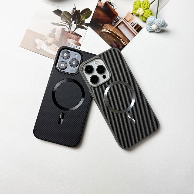 Business Carbon Fiber Magnetic Case for iPhone 16 Pro Max Plus Camera Protector Cover for iPhone 13 11 12 14 15 Pro Max