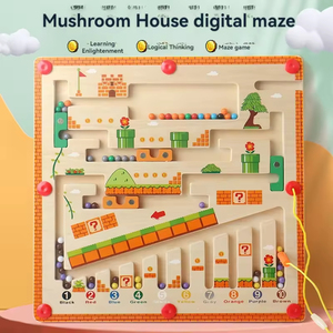 Gioco Educativo in Legno a Forma di <span class=keywords><strong>Casa</strong></span> dei Funghi con Labirinto Colorato e di Conteggio per Bambini dai 2 ai 4 Anni - Product Image 2