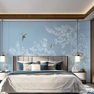 Murale murale brodée à la main personnalisée avec des oiseaux et des fleurs, artisanat traditionnel chinois, revêtement mural texturé pour la décoration murale de maisons de luxe - Product Image 1