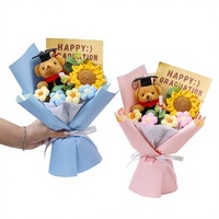 Poupée tricotée à la main en forme de fleur de fil, bouquet de tournesols, cadeau créatif pour la saison des diplômes, pour garçons et filles, cadeau d'anniversaire inclus
