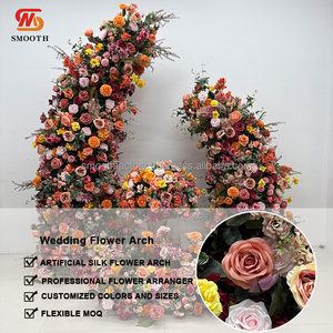 Arche florale de luxe LEDA faite à la main, motif marguerite orange et rose, pour toile de fond de mariage extérieur, personnalisable, idéale pour la Saint-Valentin, avec fonctionnalité souple - Product Image 3