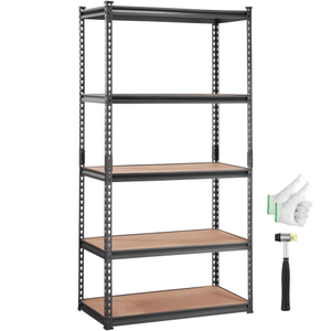 Étagère de rangement en acier réglable à 5 niveaux, 35,43x18x71,38 pouces, noire, revêtement poudré, robuste - Product Image 6