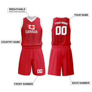 Conjuntos de Uniformes de Baloncesto para Niños al por Mayor, Estilo Bandera de Canadá, 100% Poliéster Transpirable, Tallas Grandes, para Entrenamiento Juvenil Universitario - Product Image 4