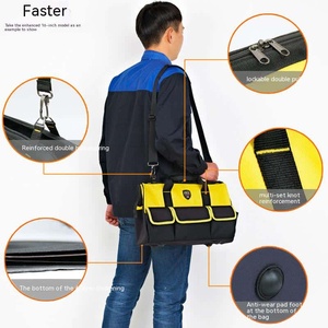 <b>Tool</b> <b>Bag</b> With Multiple Pockets Durable Oxford Material Black And Yellow Color Simple Style For Portable <b>Tool</b> Storage - Product Image 4