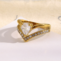 Dreamidea Bague Couronne double couche en acier inoxydable plaqué or 18K Style Royal Bijoux de déclaration