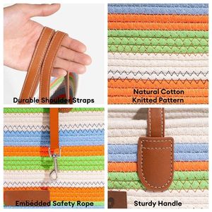 थोक हस्तनिर्मित कपास बुना हुआ पालतू वाहक हल्के समुद्र तट बैग गर्मी की छुट्टी और रोजमर्रा की खरीदारी के लिए खुला डिजाइन - Product Image 6