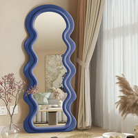 Miroir sur pied en velours Teddy, grand format, irrégulier, ondulé, pour décoration intérieure, vente en gros