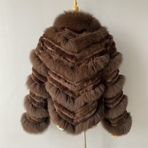 Jxwatcher Nuovo <span class=keywords><strong>Cappotto</strong></span> di Lusso Reversibile in Vera <span class=keywords><strong>Pelliccia</strong></span> di Volpe e Coniglio per <span class=keywords><strong>Donna</strong></span> - Product Image 4