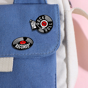Chất Lượng Cao Retro Vinyl Hồ Sơ Hình Dạng Ve Áo Pin Rock Và Cuộn Men Pins Trâm Âm Nhạc Máy Nghe Nhạc - Product Image 6