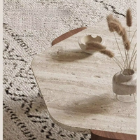 Table basse en marbre travertin naturel moderne pour petit appartement, salon, maison, balcon – style contemporain et tendance