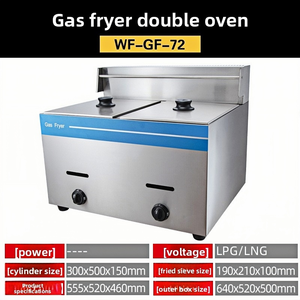 VNASH Nouvelle <span class=keywords><strong>Friteuse</strong></span> Professionnelle à <span class=keywords><strong>Gaz</strong></span> en Acier Inoxydable 22,8 Qt (<span class=keywords><strong>12</strong></span> <span class=keywords><strong>Litres</strong></span>) à Double Cuve avec 2 Paniers pour Friture à Haute Température - Product Image 6