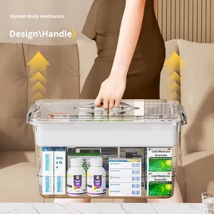 Boîte à médicaments en plastique transparente rectangulaire à grande capacité, multi-couches, portable, pack familial avec stockage étanche à l'humidité - Product Image 3