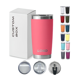 Tumbler Personalizzato con Logo, 20oz, Doppia Parete in Acciaio Inox, Isolamento Sottovuoto, Tazza da Viaggio per Auto, Rivestimento in Polvere, Tumbler Regolare con Coperchio - Product Image 1