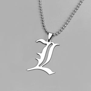 Collier en acier inoxydable avec pendentif en forme de signe de Death Note, grand collier à double initiale L pour homme, animation de dessin animé - Product Image 4