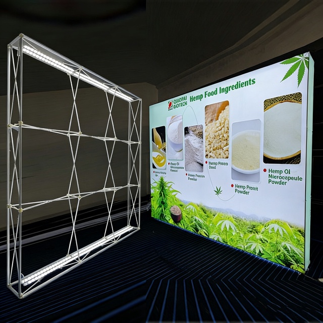 Custom Tradeshow Exhibition Booth Display Tension Fabric Backdrop Seg Pop up Led Light Box