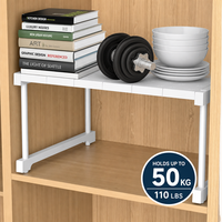 Organisateur d'étagère de placard extensible robuste sans perçage, support de rangement à tige de tension pour armoire et garde-manger, vente en gros OEM
