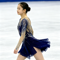Robe de patinage artistique bleu marine, manches longues en maille, découpe circulaire au dos, ornée de strass, pour femmes et filles, compétition, spectacle sur glace