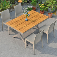 Haute qualité moderne étanche résistant aux UV Patio extérieur meubles de jardin cadre en aluminium plastique bois Restaurant Table à manger