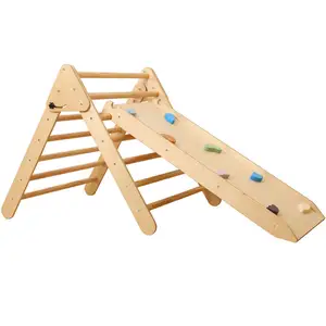 wooden climbing frame kids folding exercise climbing triangle and ramp with ladder children playground