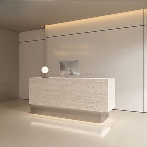 Newstar tùy chỉnh travertine thủ quỹ quầy sang trọng đá tự nhiên tiếp nhận bàn cho bán lẻ thương mại không gian - Product Image 1