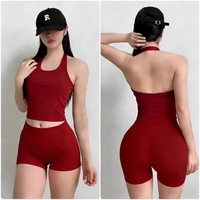 Conjunto Deportivo de Yoga para Mujer, Top Deportivo Sin Costuras de Spandex con Espalda Descubierta y Pantalones Cortos de Cintura Alta, Anti-Rozaduras, CACTUS SPORT