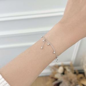 Dylam Stylish Elegance Design Sterling Silver LInk Chain <b>Adjustable</b> Tassel Beads Pendant Women Jewelry <b>Bracelets</b> for Daily Wear - Product Image 5