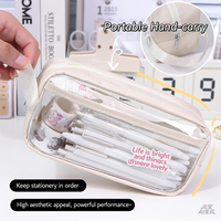 Étui à crayons transparent personnalisé de haute qualité en PVC imperméable avec fermeture éclair, design mignon pour les fournitures scolaires et de bureau des filles