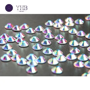 YHB Factory Großhandel Glas Stein flache Rückseite nicht Hot Fix Kristall Strass für Kleidung