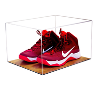 Vitrine transparente de chaussures de basket-ball en acrylique de luxe avec plancher en bois