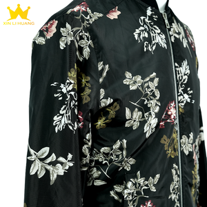 Giacca Bomber da Uomo con Stampa Floreale, Colletto Alto, Chiusura a Zip, Leggera Antivento, Casual, Motivo Floreale <span class=keywords><strong>Nero</strong></span>, Stile Baseball - Product Image 3