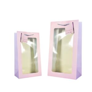 Custom Window <b>Gift</b> Packaging Paper Bags <b>Wedding</b> Shopping Toys Flower Packing Bag for Clothing Pvc <b>Box</b> with logo Printed Luxury - Product Image 2