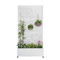Jardinière en métal Art Déco sur mesure avec treillis, robuste, pour extérieur, en aluminium, avec écran d'intimité, roues et trous de drainage