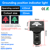 Lámpara indicadora de posición de doble color de 22 mm, LED, con símbolo de puesta a tierra para disyuntor, luz indicadora industrial
