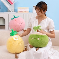 Almohada de Peluche de Frutas, Suave y Esponjosa, Piña, Fresa, Manzana, Naranja, Sandía, Coco, Cojín Relleno para Sofá y Dormitorio