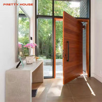 Puertas Residenciales Modernas con Cerraduras Inteligentes, Puerta Pivotante de Aluminio para Entrada Principal, Uso en Escuelas y Centros Comerciales