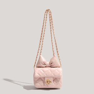 Elegant Ballet Bow Crossbody Bag Diamond <b>Grid</b> <b>Metal</b> Chain Women New Summer Dating Mini Shoulder Handbag - Product Image 6