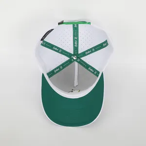 Boné de beisebol, chapéu de beisebol esportivo com 5 painéis de bordado personalizado, branco com desempenho