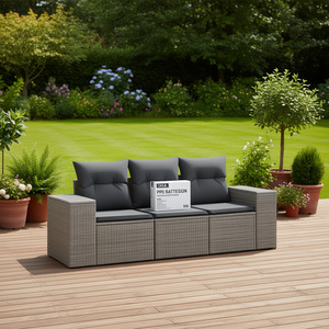 Ensemble de canapé de jardin en rotin PE gris modulaire 3 places, mobilier d'extérieur - Product Image 2