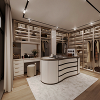 Armoire de chambre à coucher de style européen avec portes battantes en verre, rangement suspendu et tiroirs modulaires pour projets personnalisés