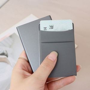 Business Aluminum Rfid Blocking Sleeve Pop-Up <b>Wallet</b> Card <b>Holder</b> With Elastic Slot for Id & Credit Cards - Product Image 3