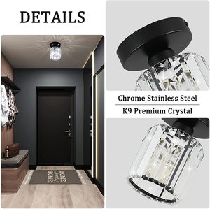 Đèn Trần Sắt Cổ Điển Flush Mount <span class=keywords><strong>Light</strong></span> Crystal Đen Dầu Cọ Xát Đồng Màu Trang Trí - Product Image 4