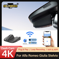 Holroadx Caméra de tableau de bord WIFI 4K UHD avant/arrière avec vision nocturne, double objectif, Plug&Play, 64G, Alfa Romeo, 1 an