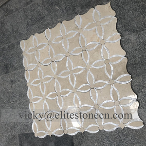 Ubin Mosaik Marmer Dolomit Putih Beige Potongan Waterjet, Ubin Lantai Modern Custom Poles, Dekorasi Hotel Villa, Tahan Air, Grafis - Product Image 3