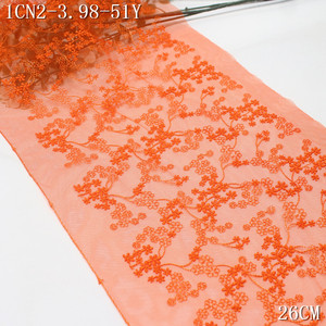 Encaje Bordado Floral Pequeño de Alta Calidad y Ecológico de 26 cm, Accesorio para Prendas, Encaje Bordado de Malla Naranja Vintage para Sujetador - Product Image 1