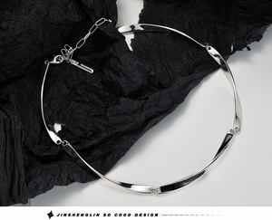Chique Minimalistische S925 Sterling Zilveren Mobius Kraag Voor Vrouwen Ins Koele Stijl Geometrische Emaille Ketting - Product Image 3