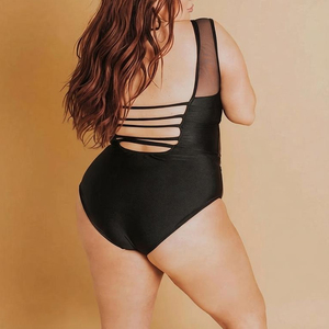 Maillot <span class=keywords><strong>de</strong></span> <span class=keywords><strong>bain</strong></span> une pièce en maille noire, maillot <span class=keywords><strong>de</strong></span> <span class=keywords><strong>bain</strong></span> avec dos ouvert et courbes pour femmes, nouvel arrivage - Product Image 3
