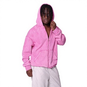<span class=keywords><strong>Felpa</strong></span> <span class=keywords><strong>con</strong></span> cappuccio e zip da <span class=keywords><strong>uomo</strong></span>, in cotone felpato lavato e distressed, 400g+, vestibilità ampia, stile retrò, collezione Autunno/Inverno, di marca trendy transfrontaliera - Product Image 1