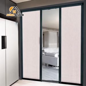 Puerta Mosquitera Retráctil Plegable sin Rieles con Combinación <span class=keywords><strong>de</strong></span> Malla <span class=keywords><strong>de</strong></span> <span class=keywords><strong>Panal</strong></span> y Plisada para Prevención <span class=keywords><strong>de</strong></span> Insectos y Sombreado, Marco <span class=keywords><strong>de</strong></span> Aluminio - Product Image 1
