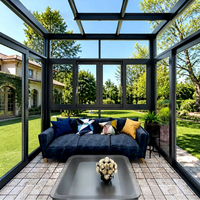Véranda en verre pour jardin d'hiver à prix de gros, avec structure en aluminium et verre, design modulaire et toit polygonal pour balcon
